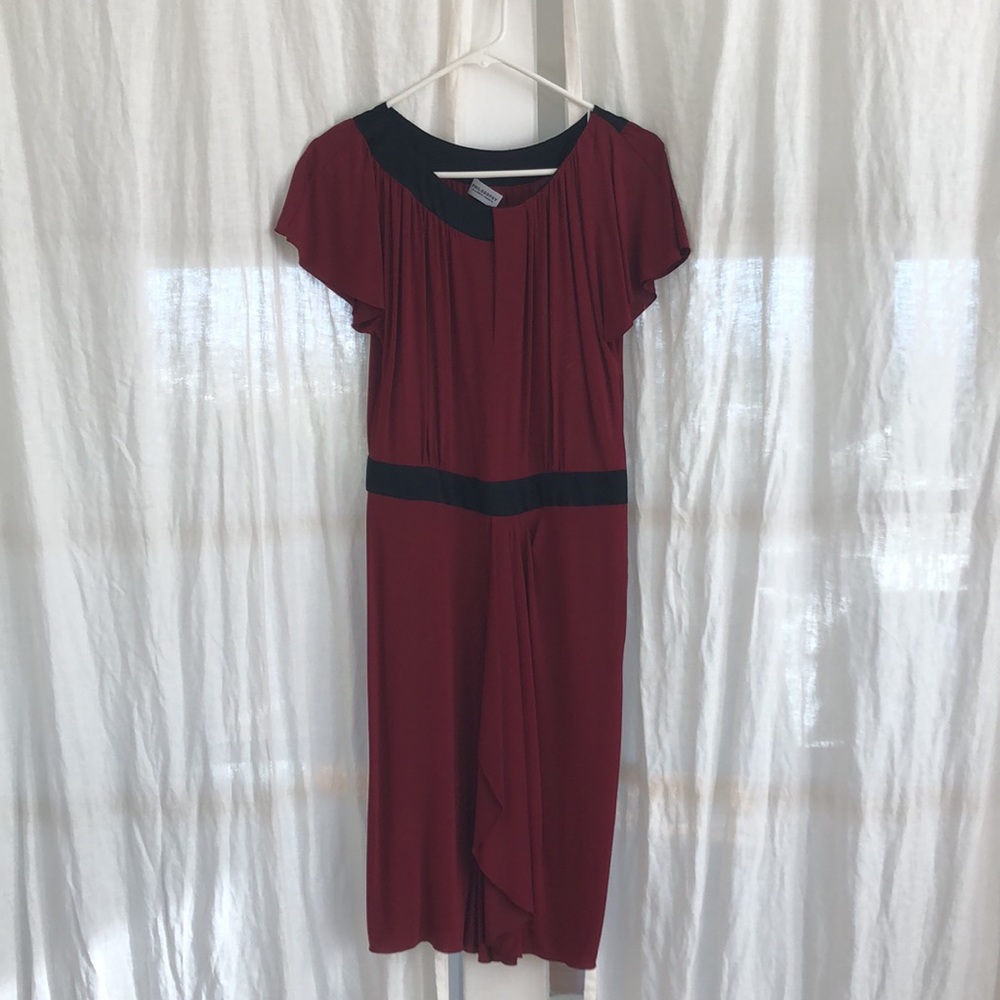 philosophy di alberta ferretti wine color with black detail dress sz 4 worn once